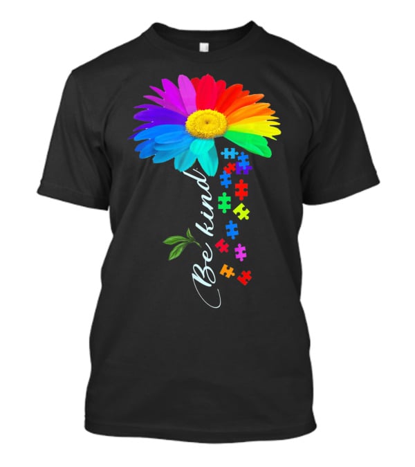 Be Kind Autism Awareness Choose Kindness Rainbow Flower Puzzle Pieces T-Shirt