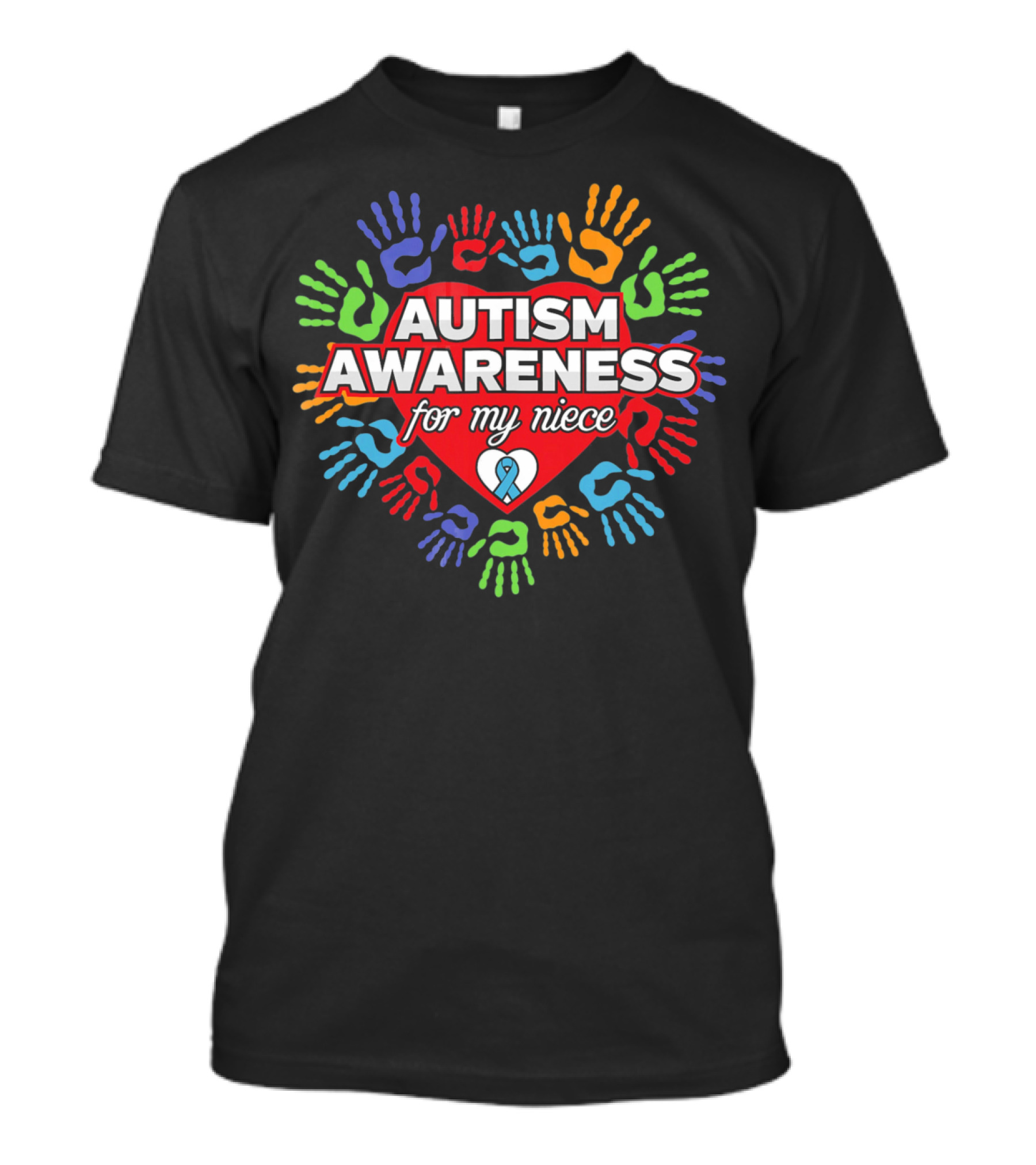 Autism Awareness For My Niece Heart With Colorful Hands T-Shirt