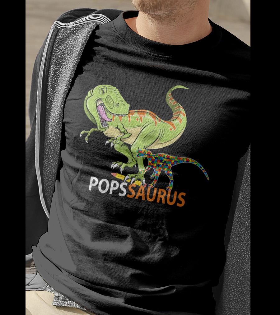 POPS Saurus Auntsaurus Autism Dinosaur Puzzle T-Shirt