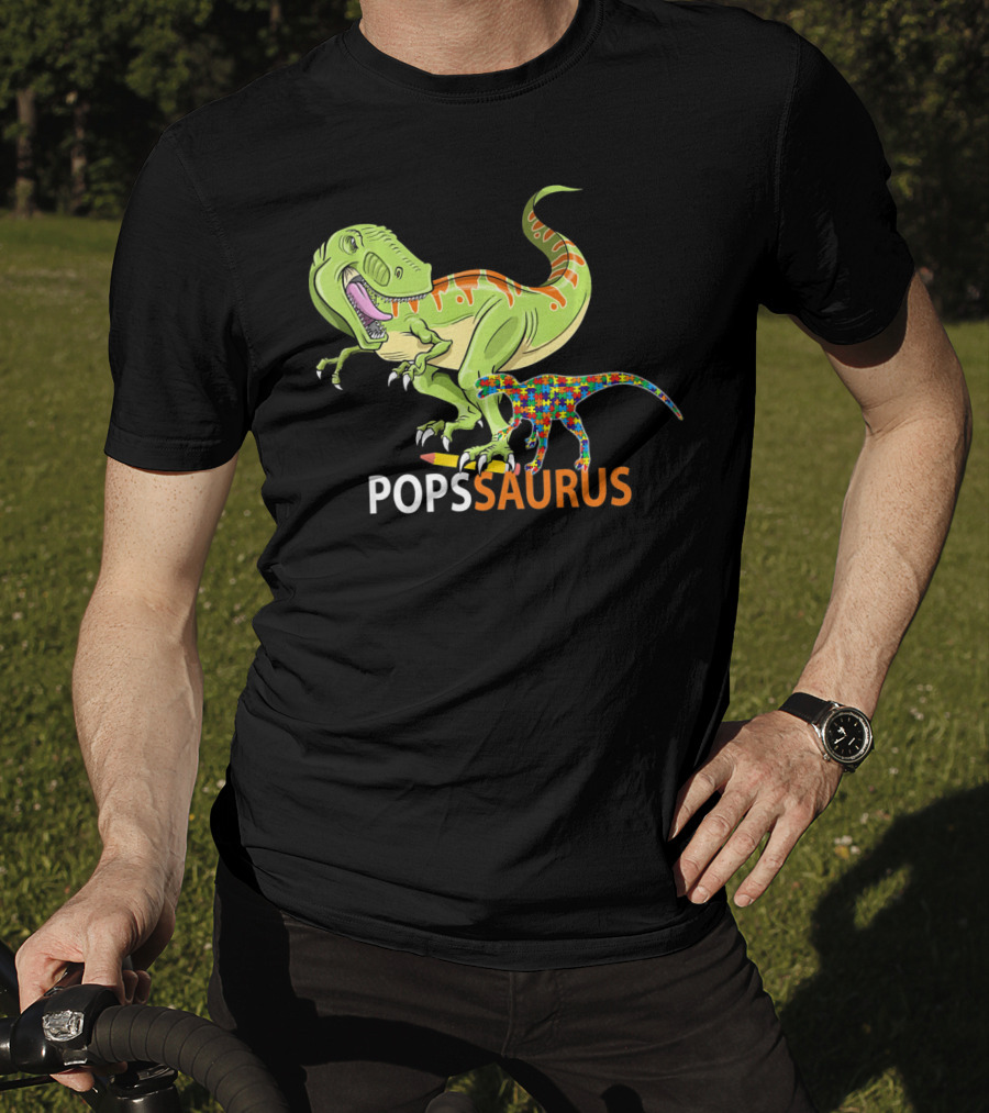 POPS Saurus Auntsaurus Autism Dinosaur Puzzle T-Shirt