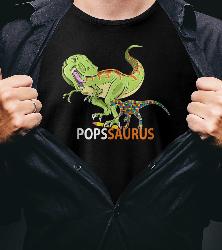 POPS Saurus Auntsaurus Autism Dinosaur Puzzle T-Shirt
