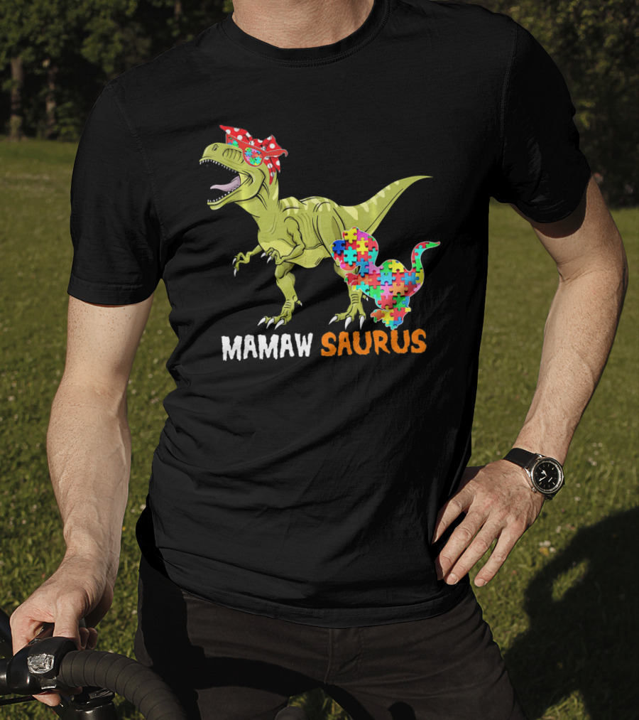 Mamaw Saurus Dinosaur Puzzle Bandana T-Shirt