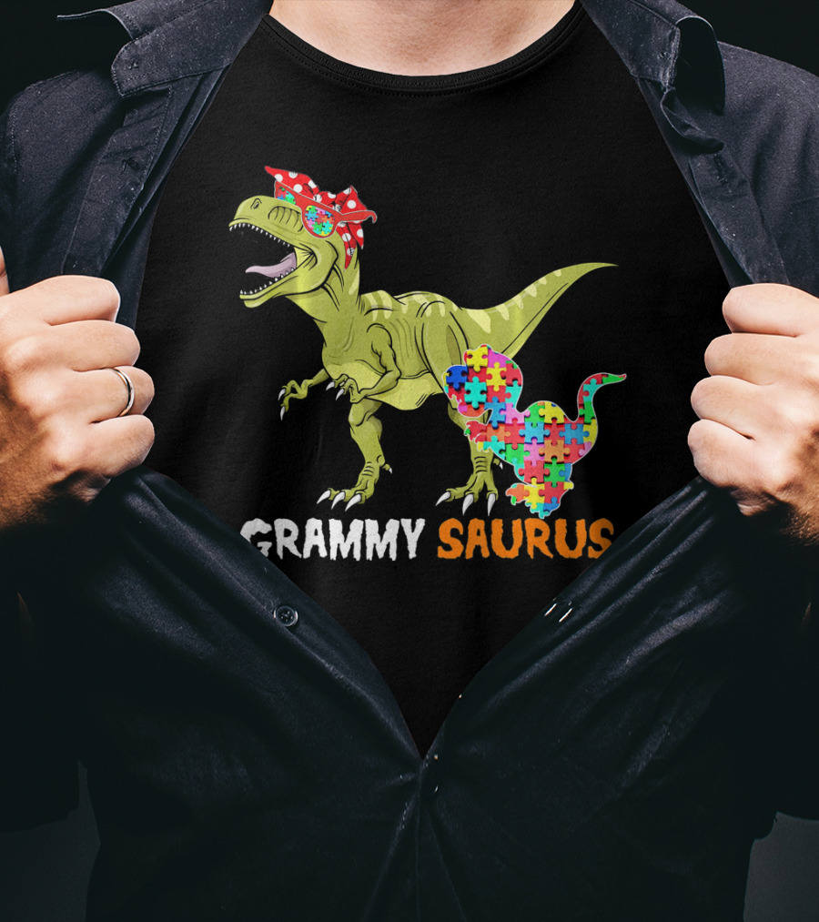 Grammy Saurus Dinosaur Puzzle Piece Hug T-Shirt