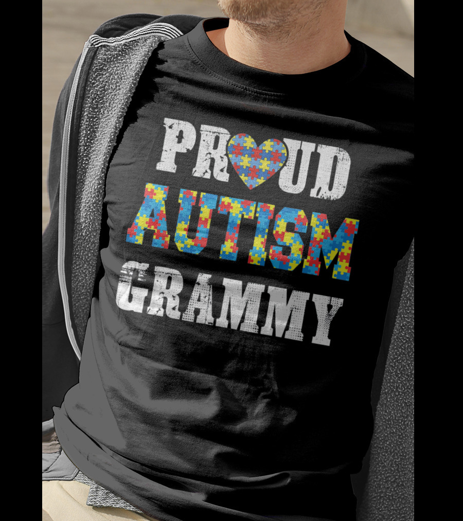 Proud Autism Grammy Puzzle Piece Heart Autism Awareness T-Shirt