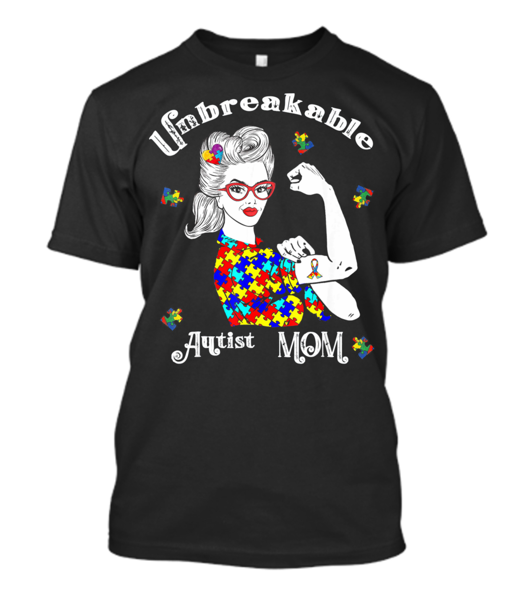 Unbreakable Autist Mom Puzzle Piece T-Shirt