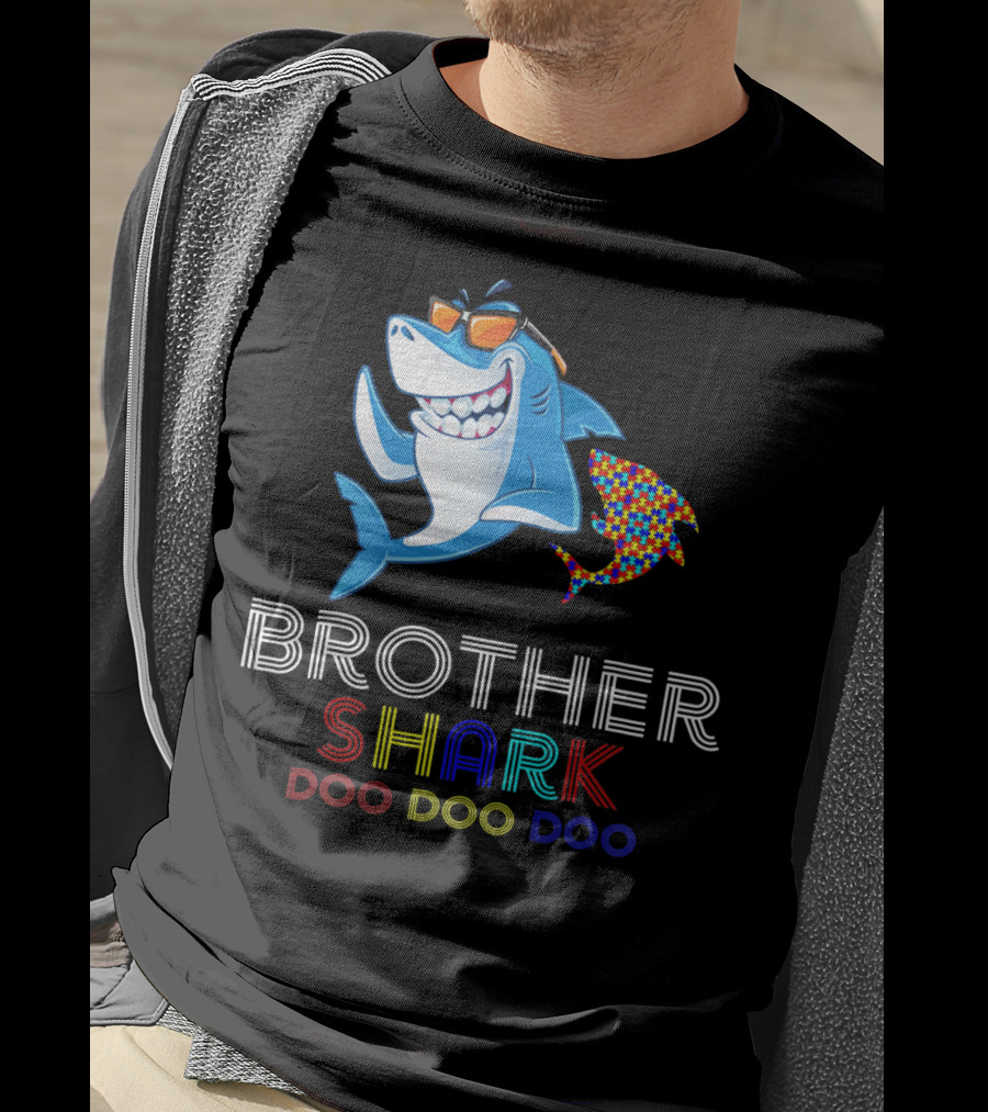 Brother Shark Doo Doo Doo Autism Awareness T-Shirt