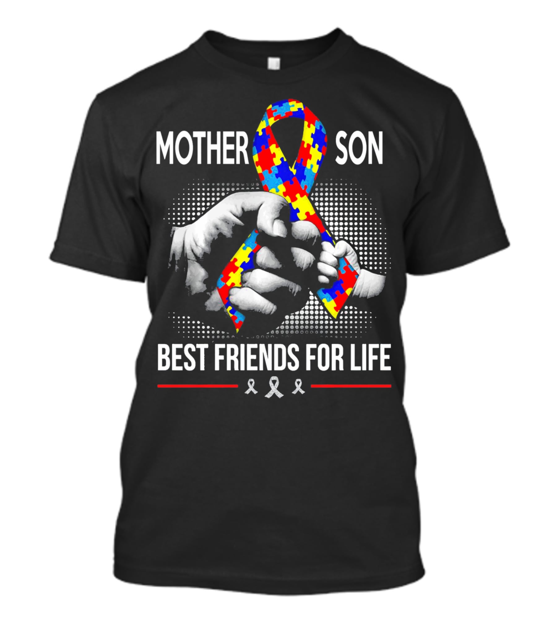 Mother Son Best Friends For Life Autism Awareness Puzzle T-Shirt