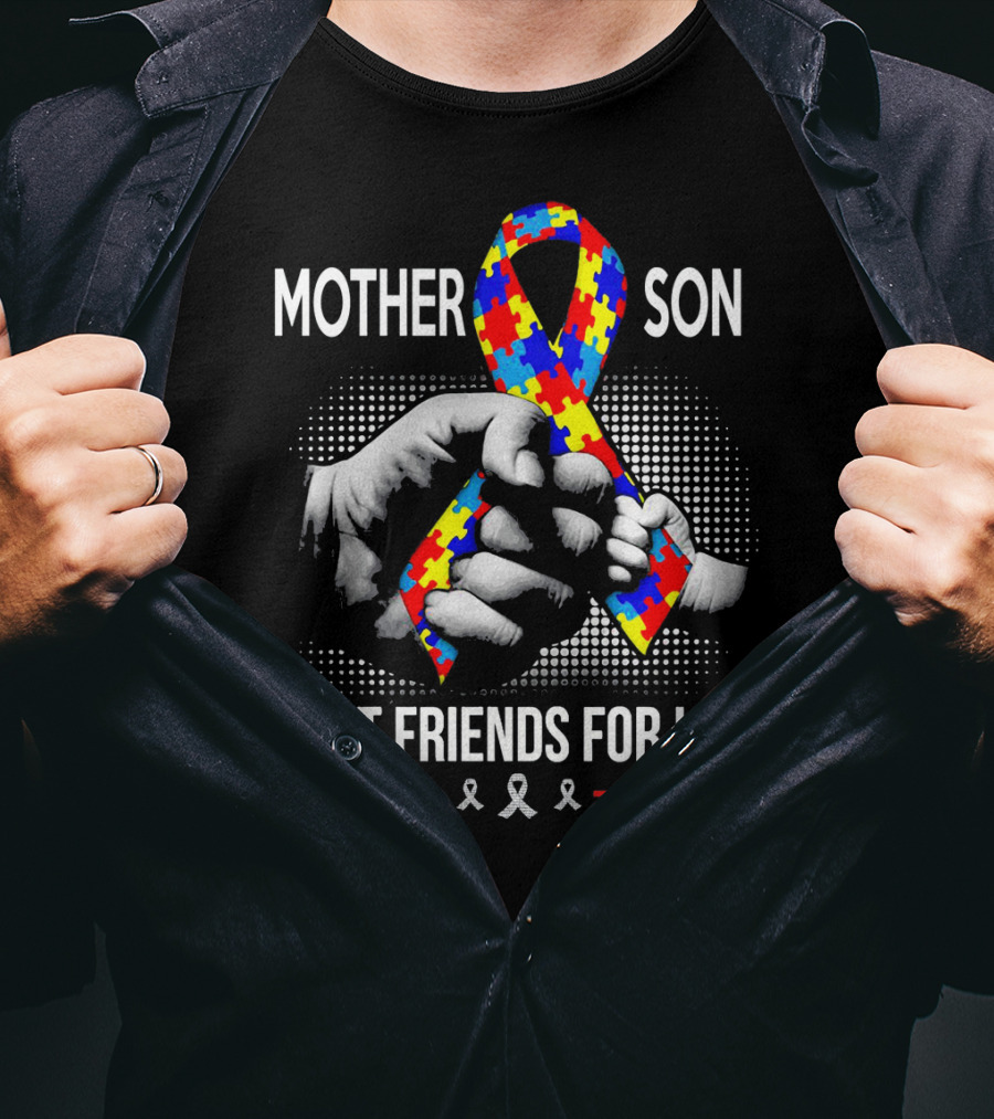 Mother Son Best Friends For Life Autism Awareness Puzzle T-Shirt