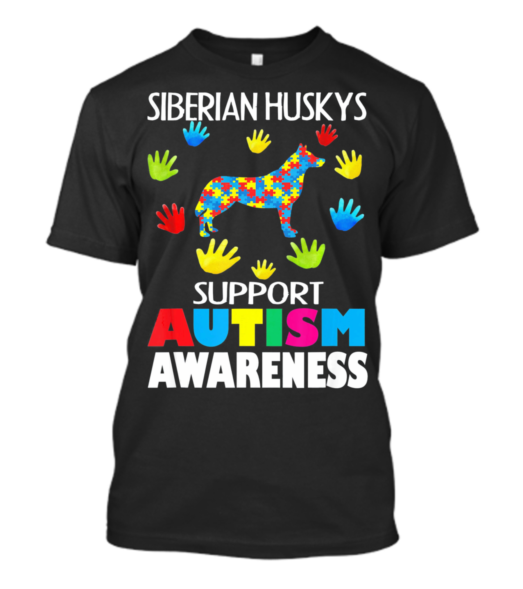 Siberian Huskys Support Autism Awareness T-Shirt