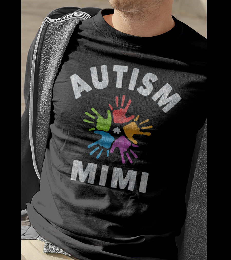 Autism Awareness Autism Mimi Colorful Handprints T-Shirt