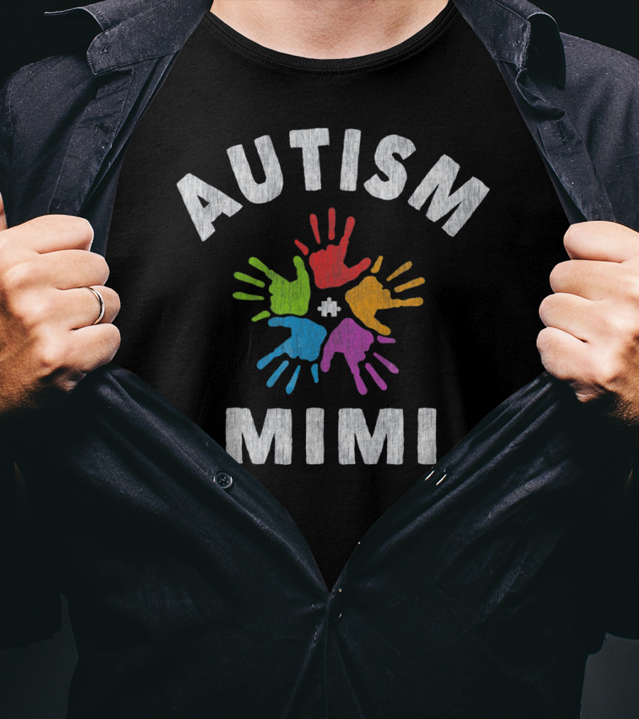 Autism Awareness Autism Mimi Colorful Handprints T-Shirt