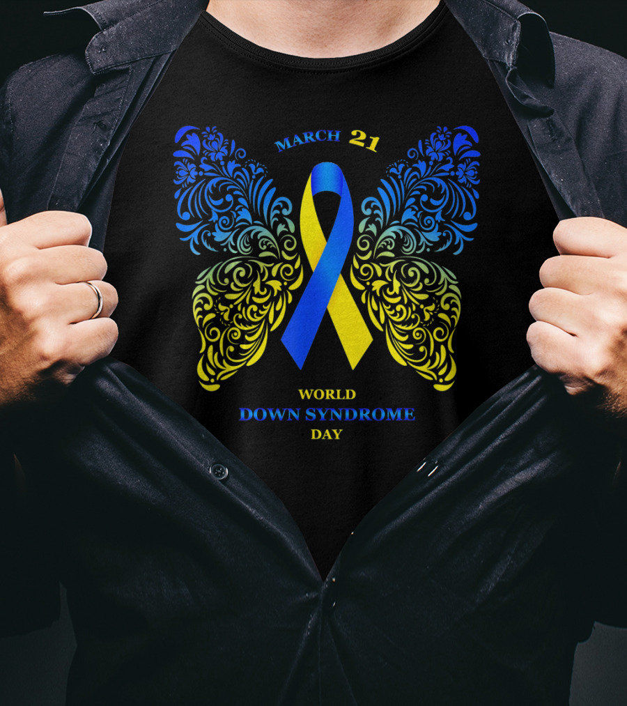 March 21 World Down Syndrome Day Butterfly T-Shirt