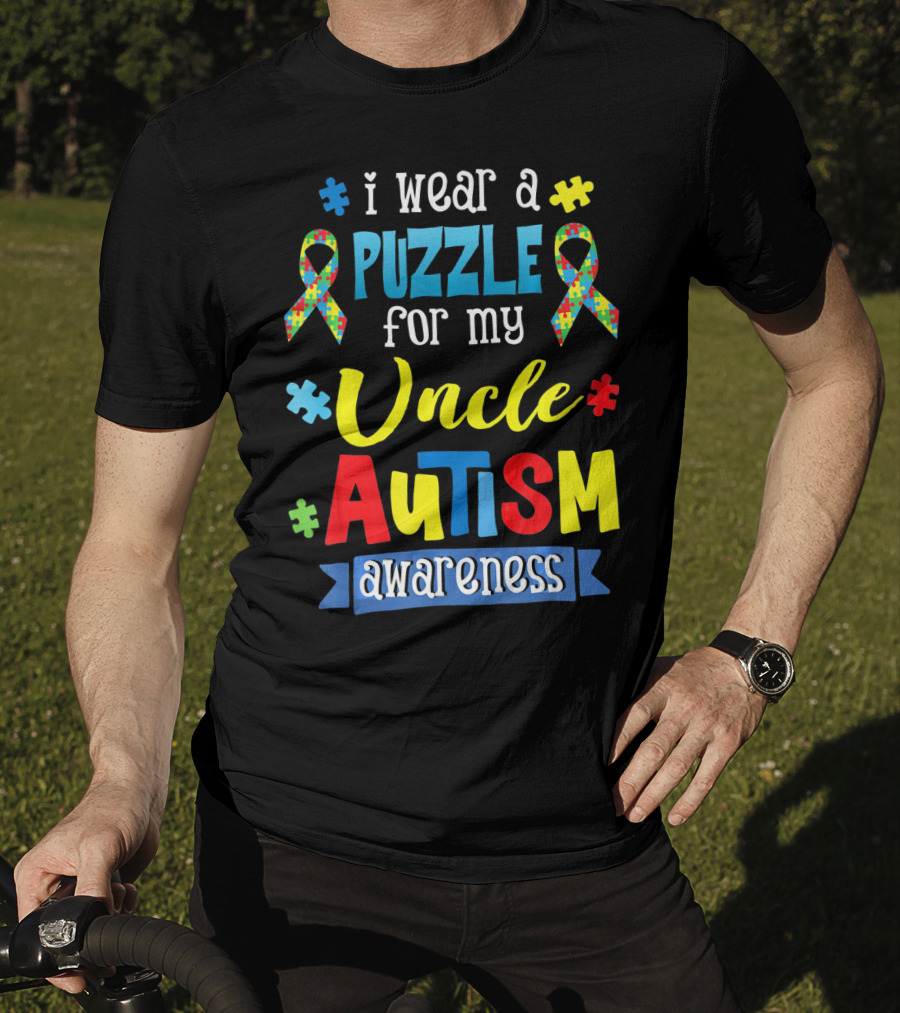 I Wear A Puzzle For My Uncle Autism Awareness T-Shirt