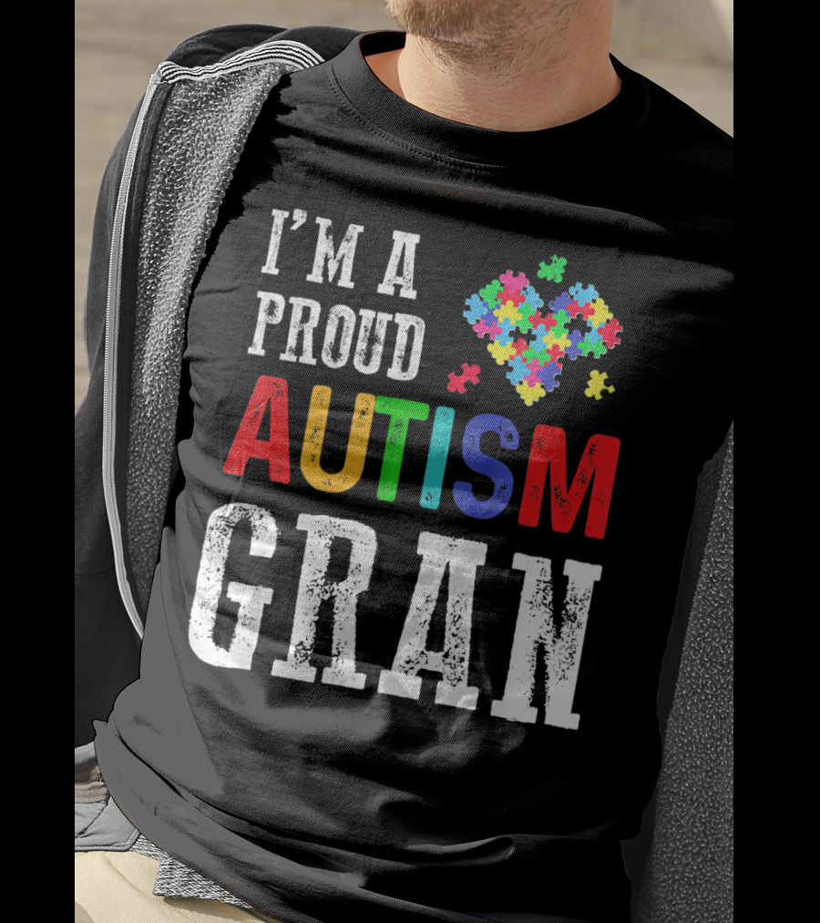 I'm A Proud Autism Gran Colorful Puzzle Pieces T-Shirt