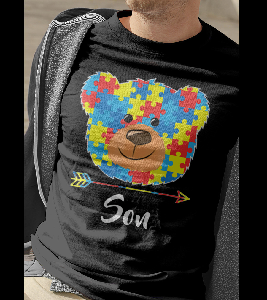Son Bear Cute Face Puzzle Autism Awareness T-Shirt
