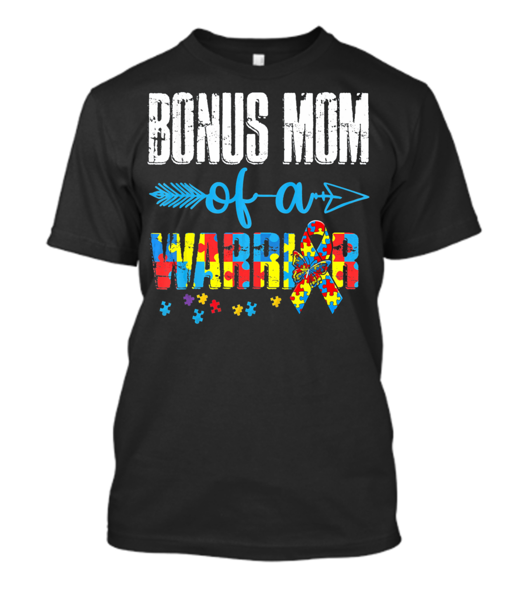 Bonus Mom Of A Warrior Autism Awareness Puzzle T-Shirt