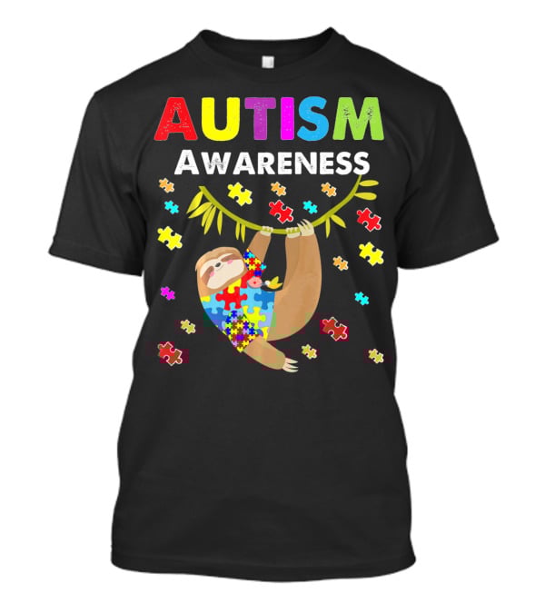 Autism Awareness Sloth Lover With Puzzle Pieces T-Shirt