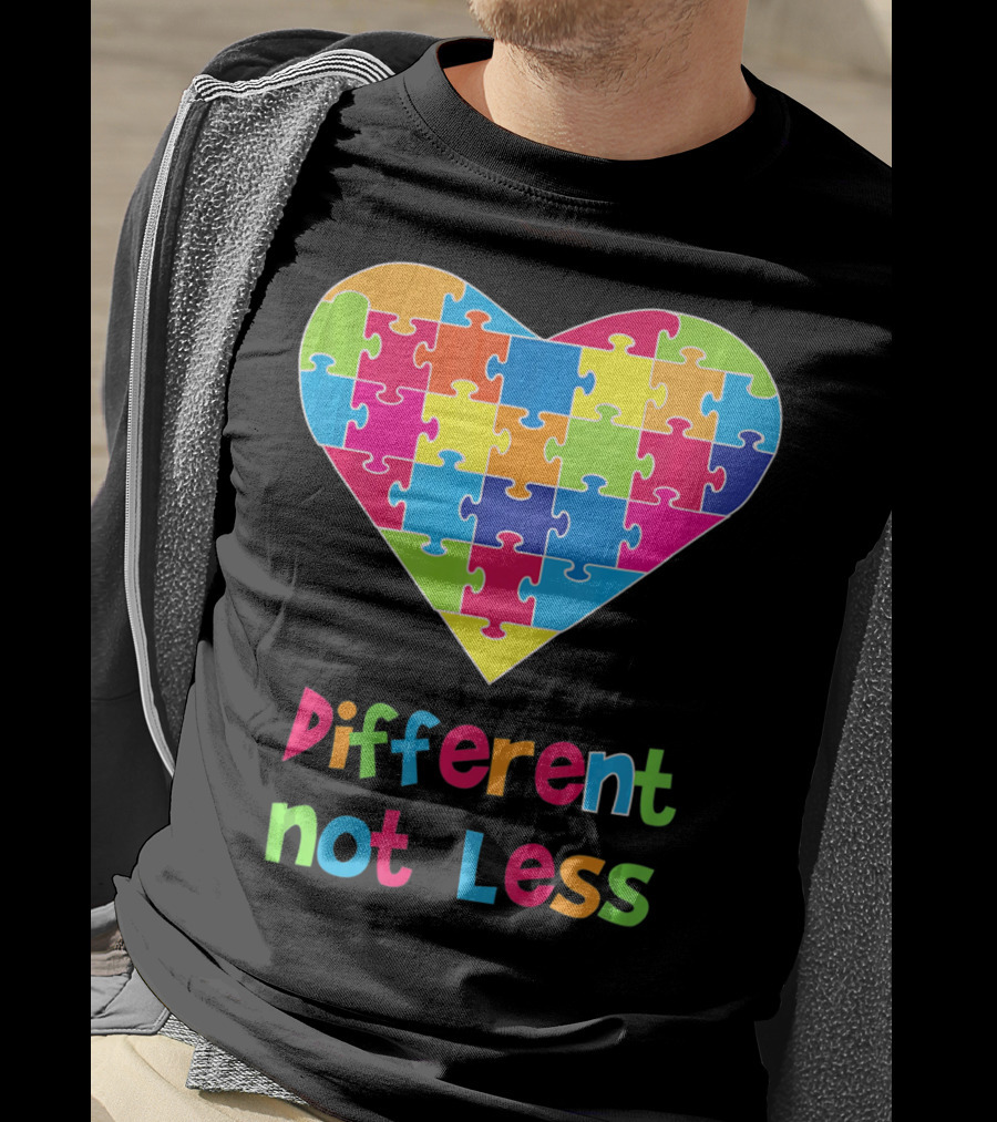 Different Not Less Autism Awareness Heart Puzzle T-Shirt