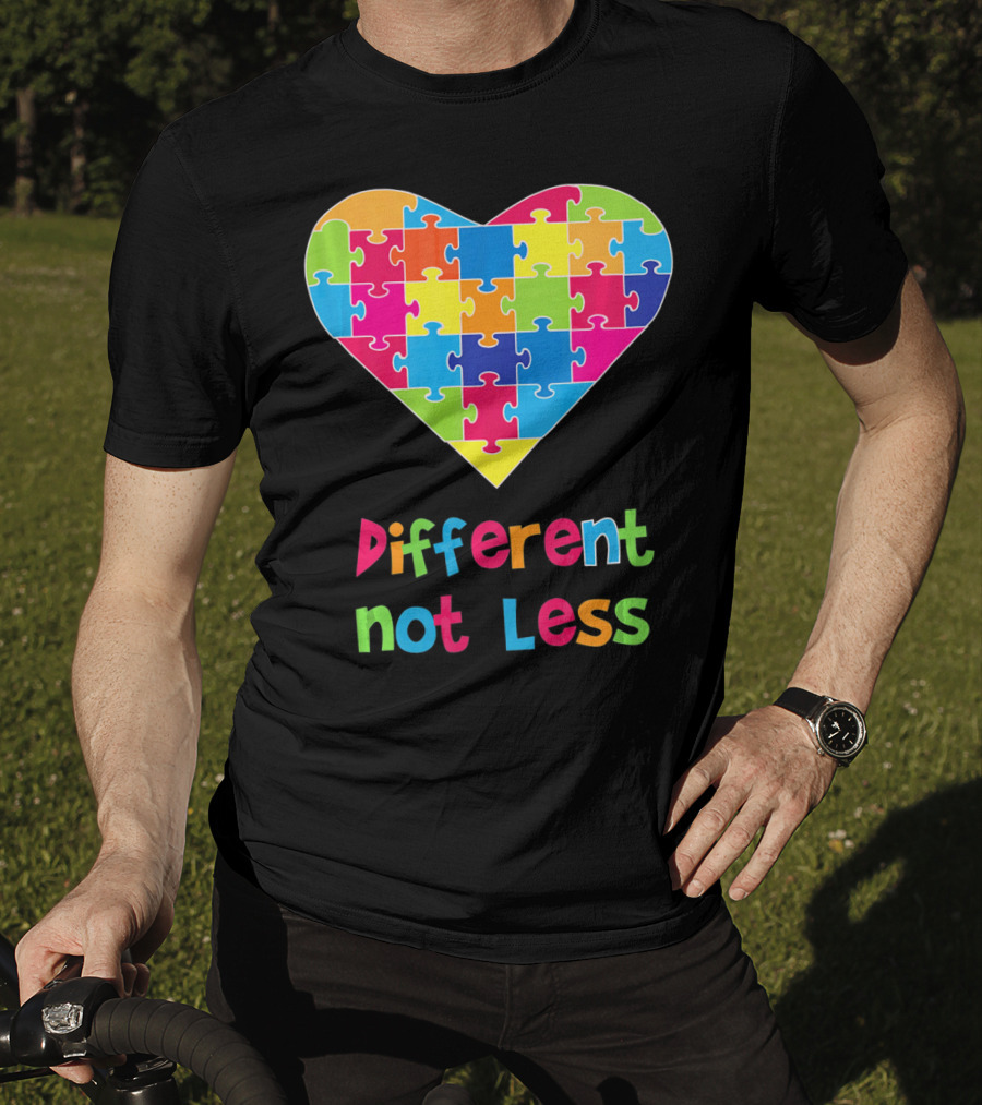 Different Not Less Autism Awareness Heart Puzzle T-Shirt