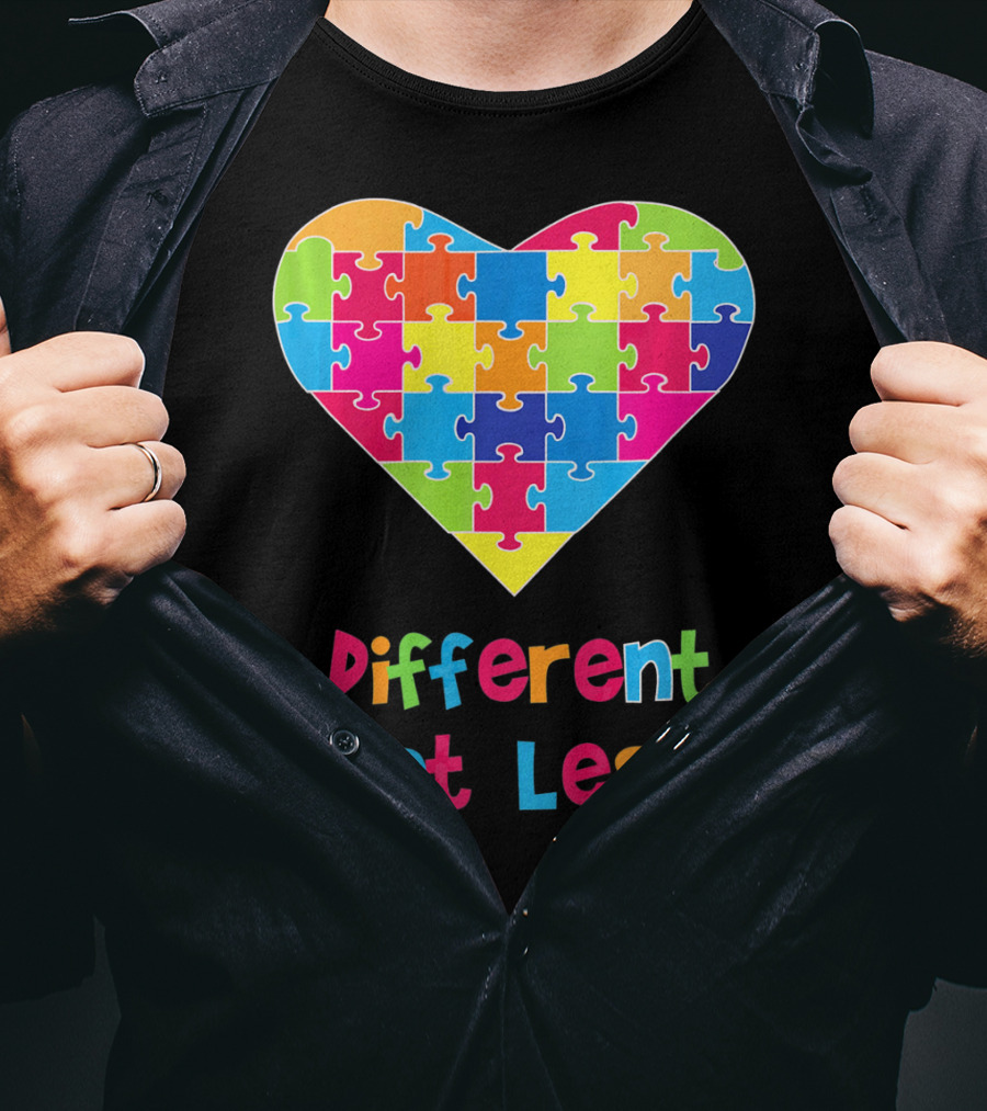 Different Not Less Autism Awareness Heart Puzzle T-Shirt