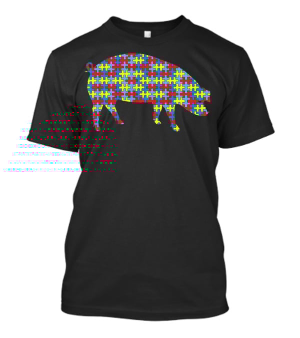 Pig Autism Awareness Puzzle Pattern Boar Kids Pork T-Shirt