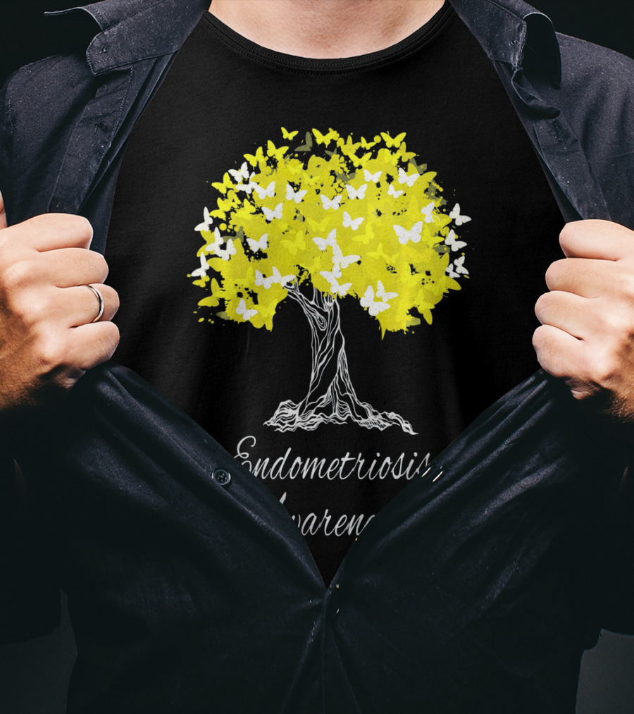Endometriosis Awareness Butterfly Tree T-Shirt