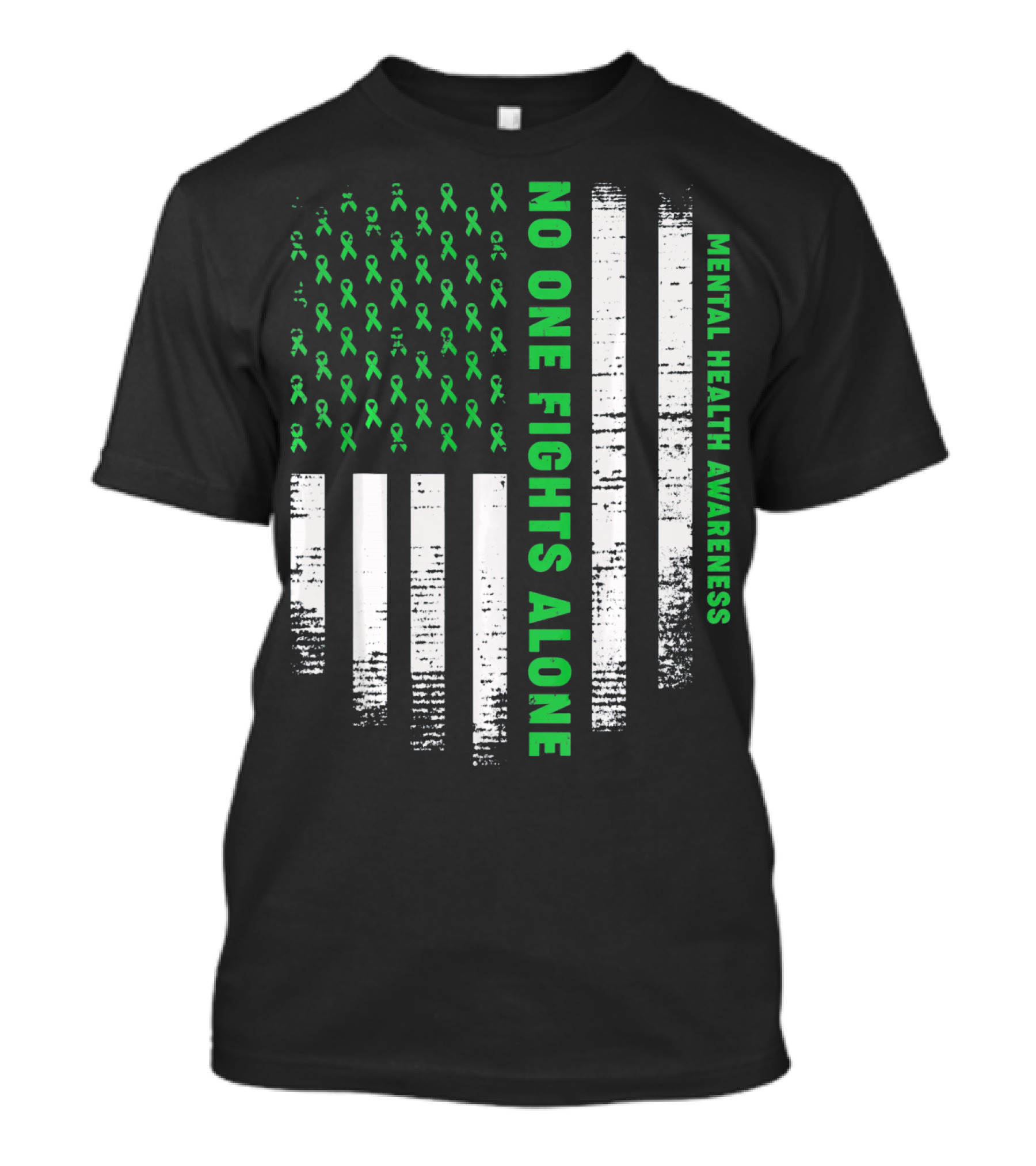 No One Fights Alone USA Flag Mental Health Awareness T-Shirt