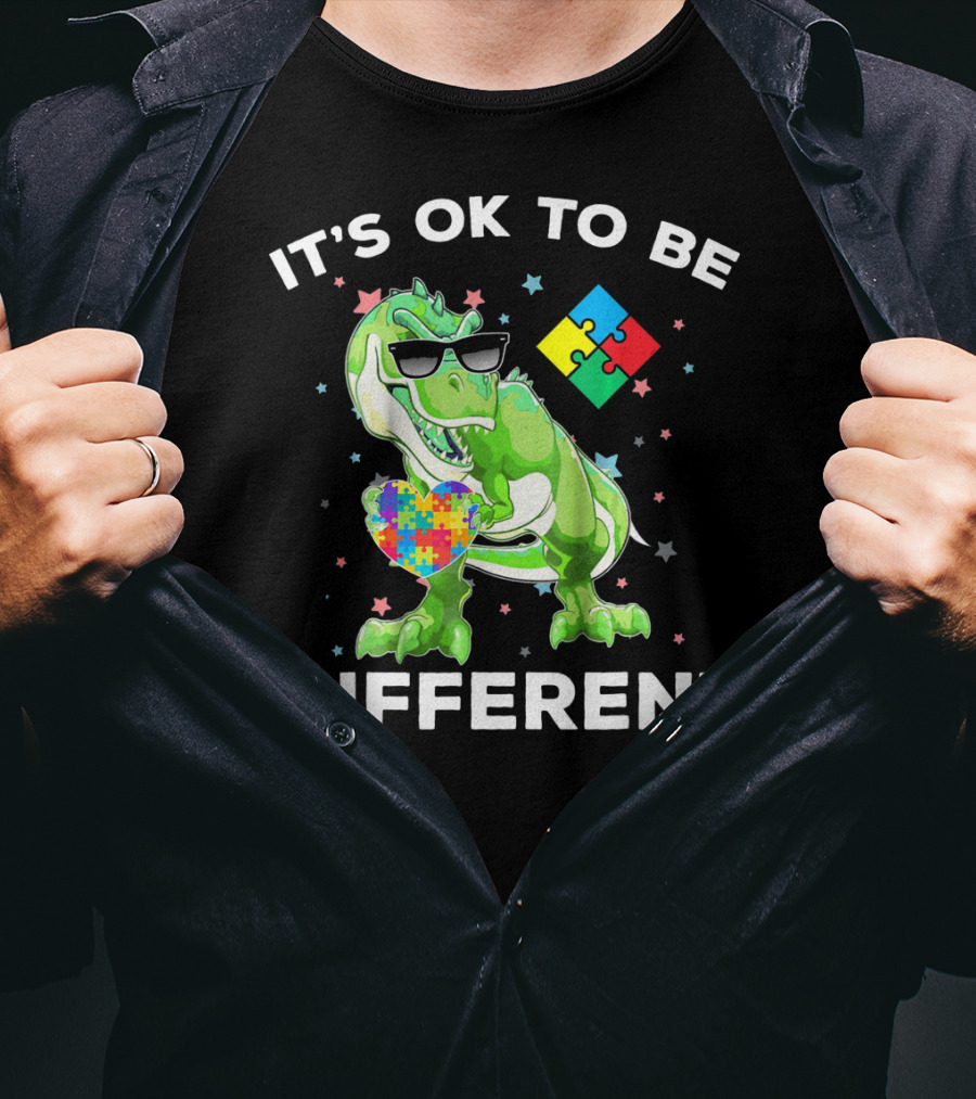 Autism Awareness REX Dinosaur It's OK To Be Different T-Shirt