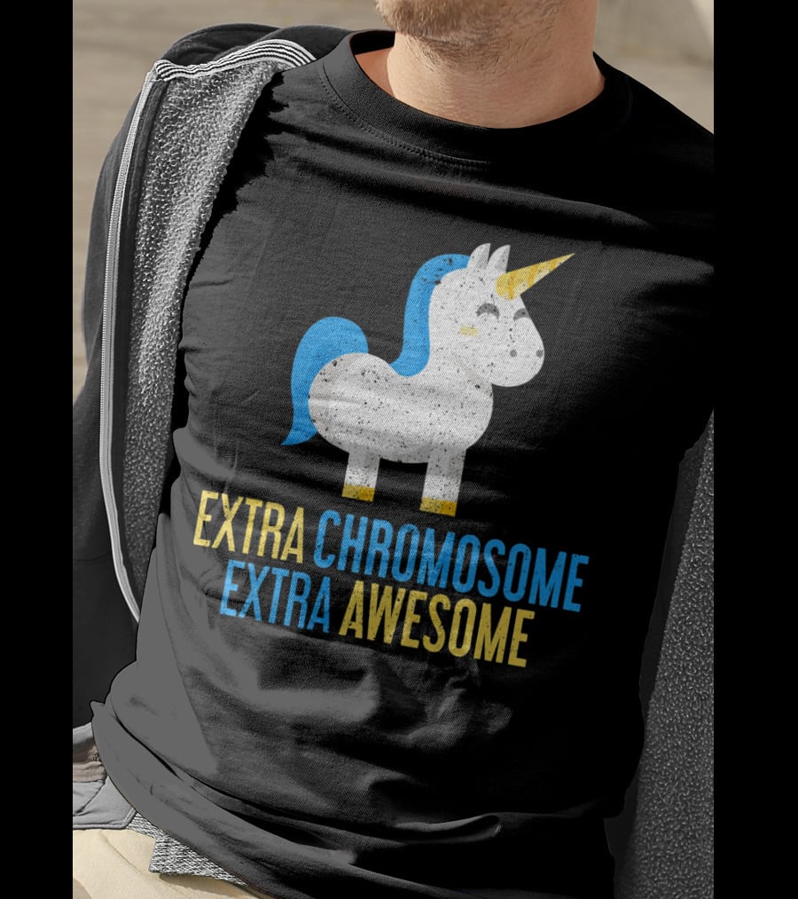 Extra Chromosome Extra Awesome Unicorn Down Syndrome Awareness T-Shirt