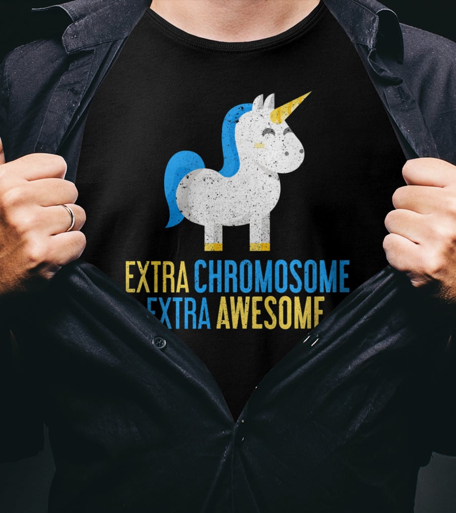 Extra Chromosome Extra Awesome Unicorn Down Syndrome Awareness T-Shirt