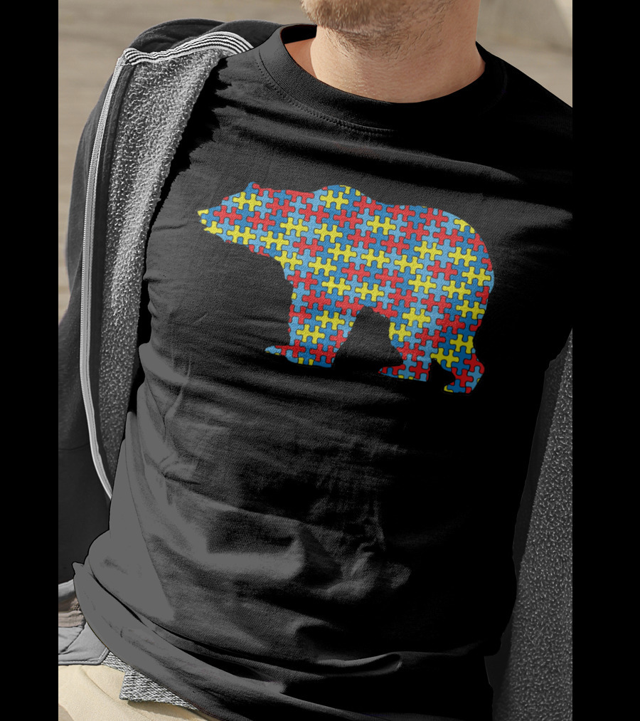 Bear Autism Awareness Kids Puzzle Pattern Mammal Animal T-Shirt
