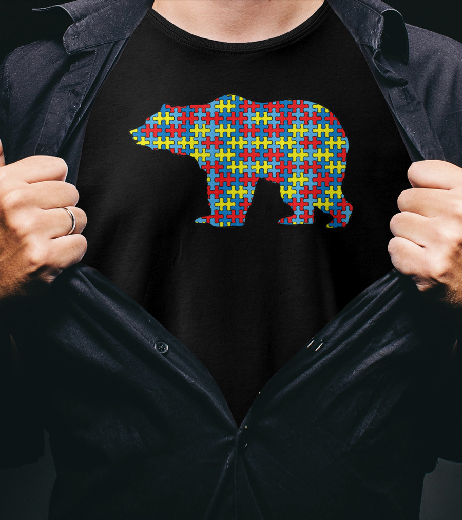 Bear Autism Awareness Kids Puzzle Pattern Mammal Animal T-Shirt