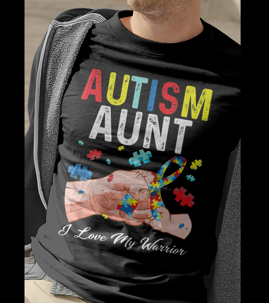 AUTISM AUNT I Love My Warrior Puzzle T-Shirt