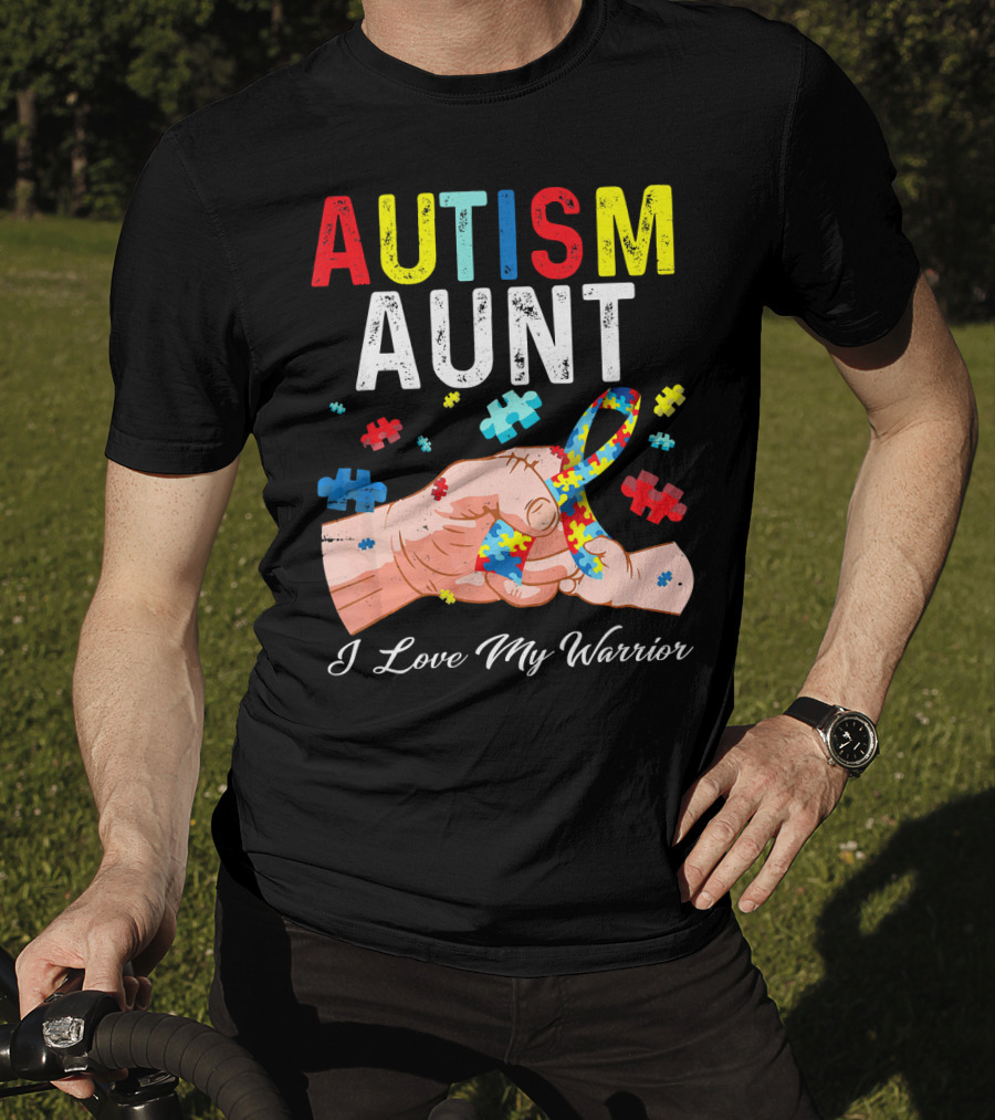 AUTISM AUNT I Love My Warrior Puzzle T-Shirt