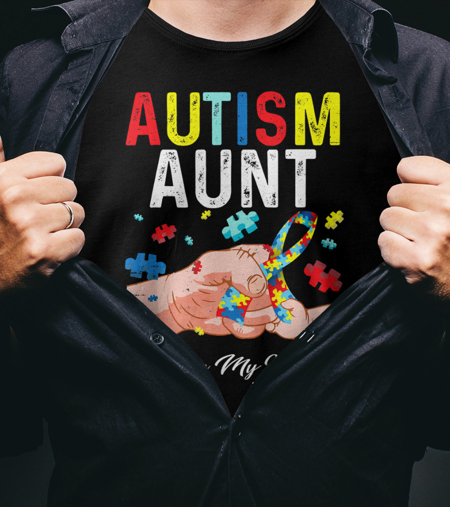 AUTISM AUNT I Love My Warrior Puzzle T-Shirt