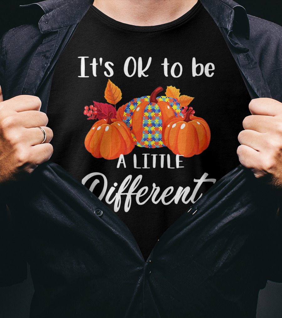 It's OK To Be A Little Different Pumpkin Floral T-Shirt