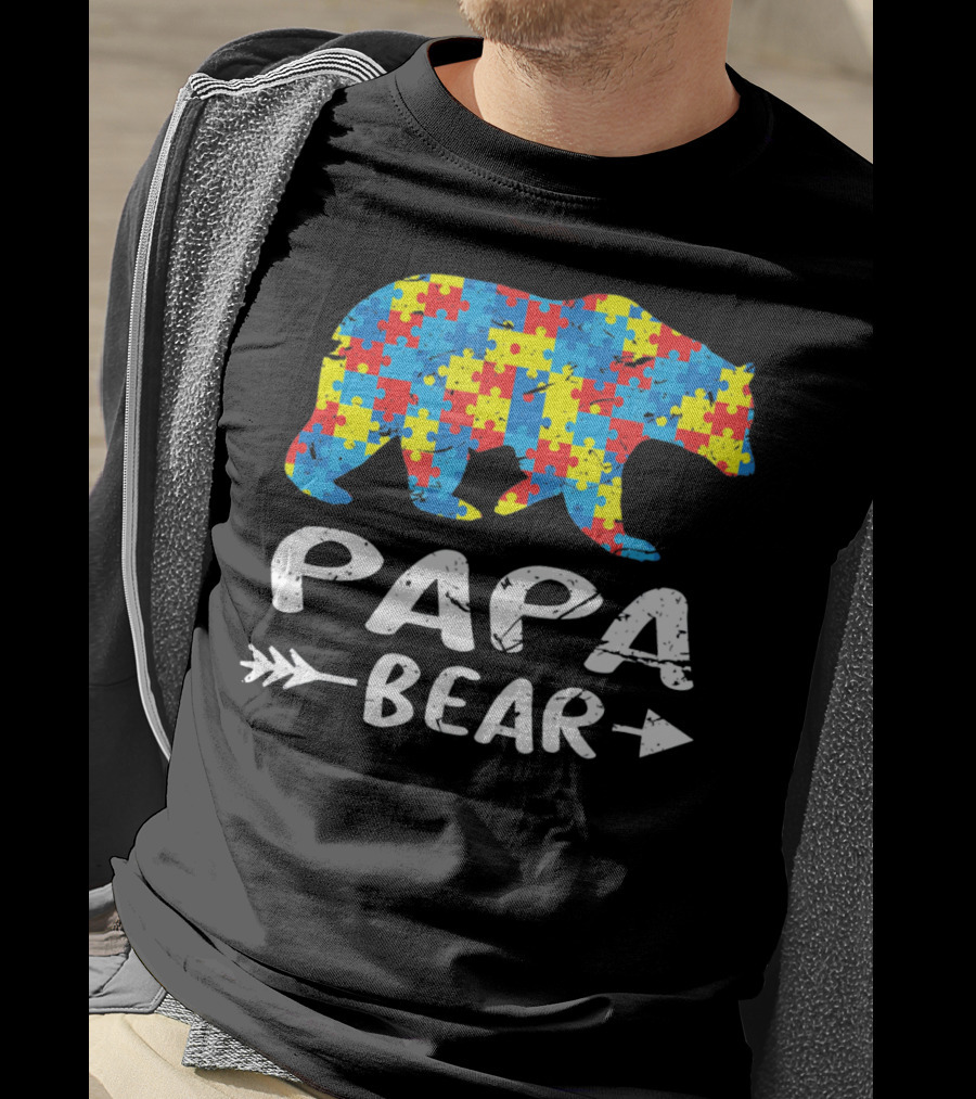 Papa Bear Autism Puzzle Spirit T-Shirt