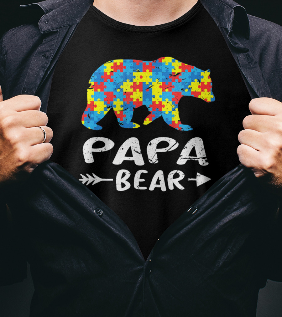 Papa Bear Autism Puzzle Spirit T-Shirt
