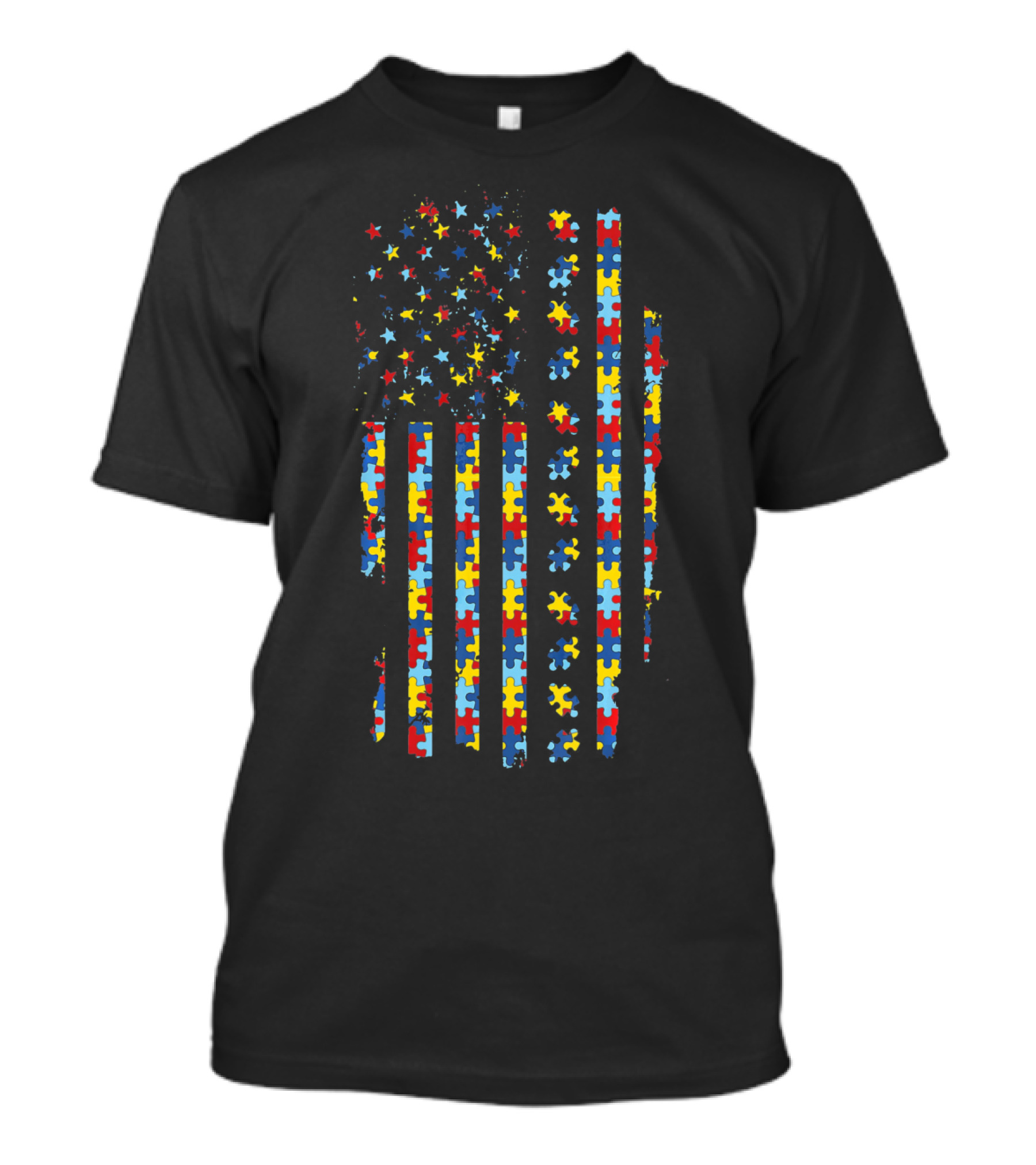 USA Flag Autism Awareness Puzzle T-Shirt