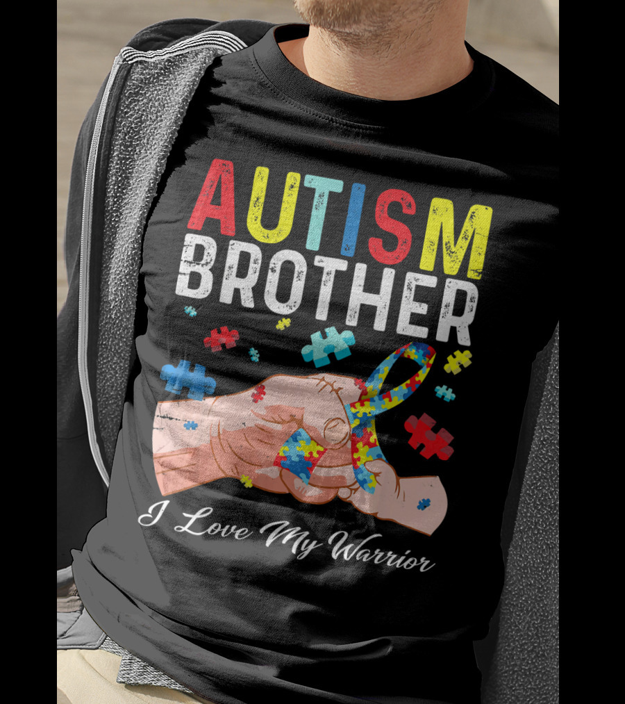 Autism Brother I Love My Warrior Puzzle T-Shirt