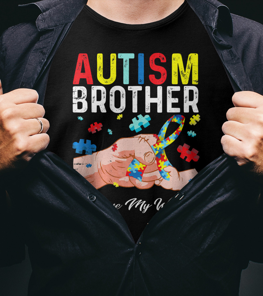 Autism Brother I Love My Warrior Puzzle T-Shirt