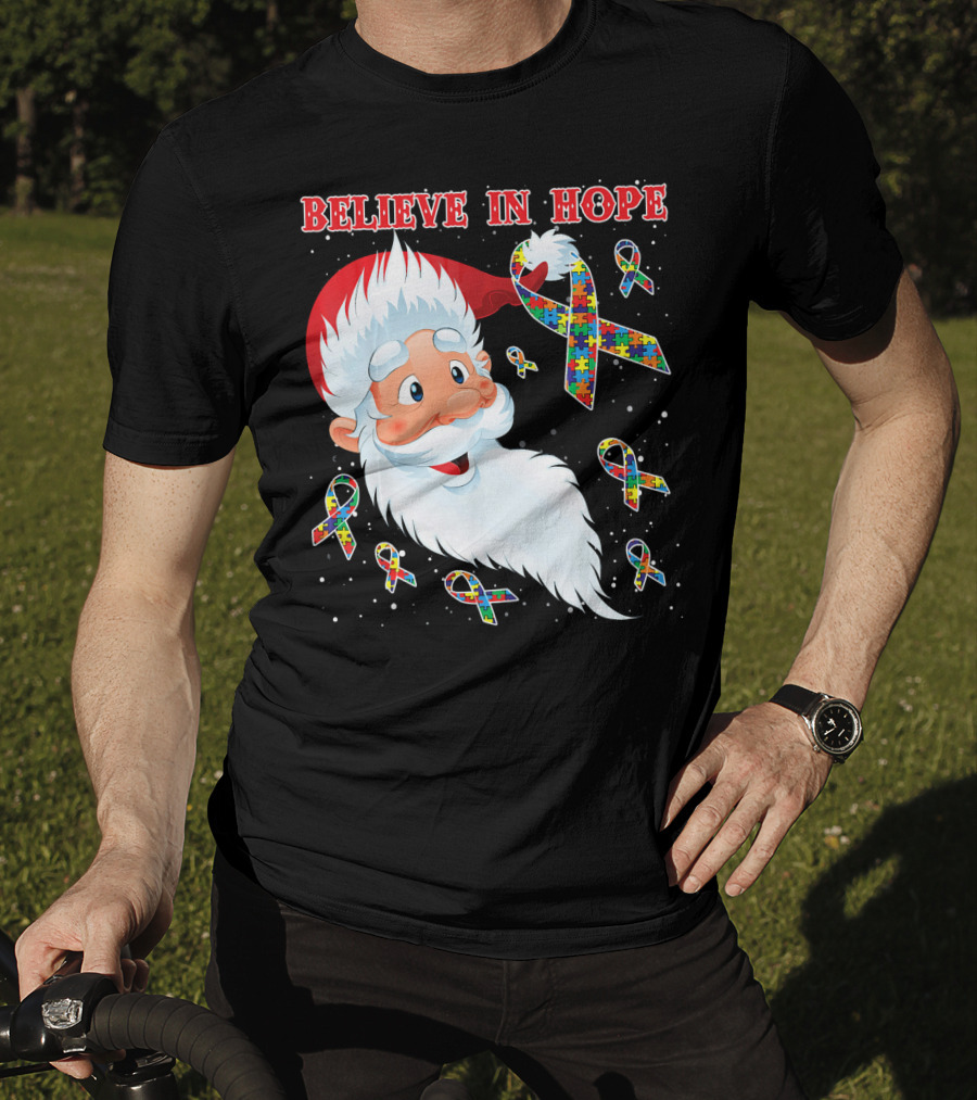Believe In Hope Funny Santa Moon Autism Awareness T-Shirt