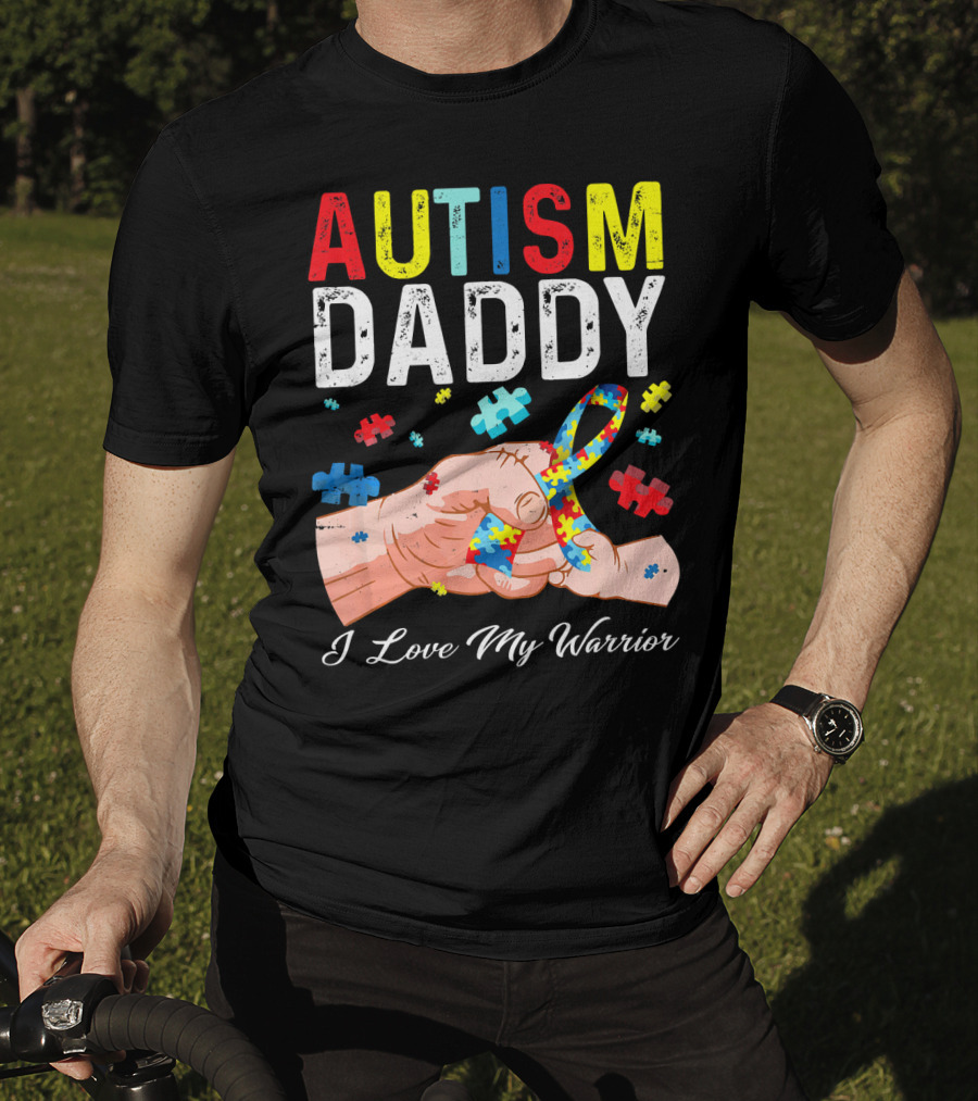 Autism Daddy I Love My Warrior Puzzle T-Shirt
