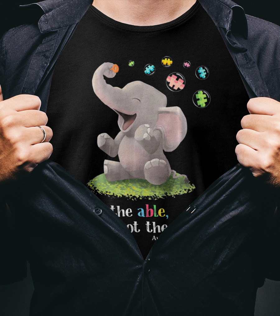 See The Able Not The Label Autism Awareness Cute Elephant Puzzle Pieces T-Shirt