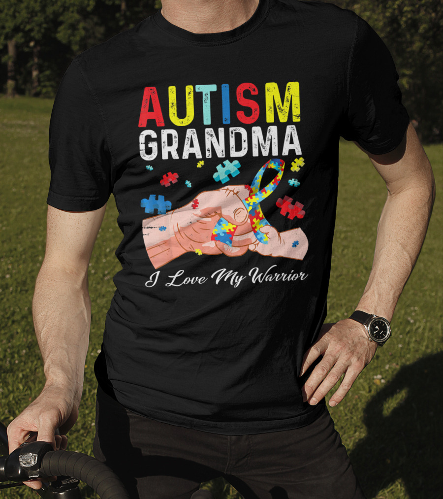 Autism Grandma I Love My Warrior Puzzle T-Shirt