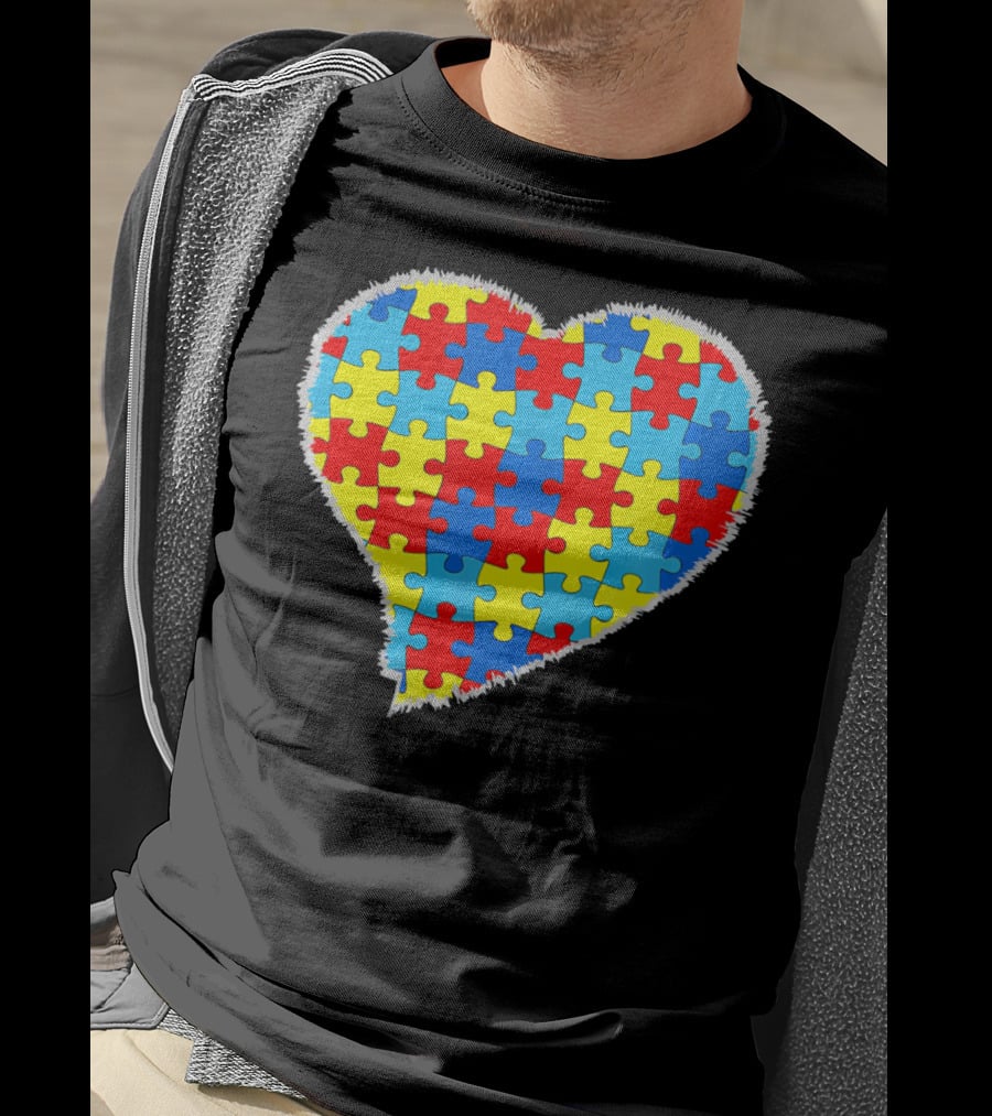 Autism Puzzle Pieces Heart Awareness T-Shirt