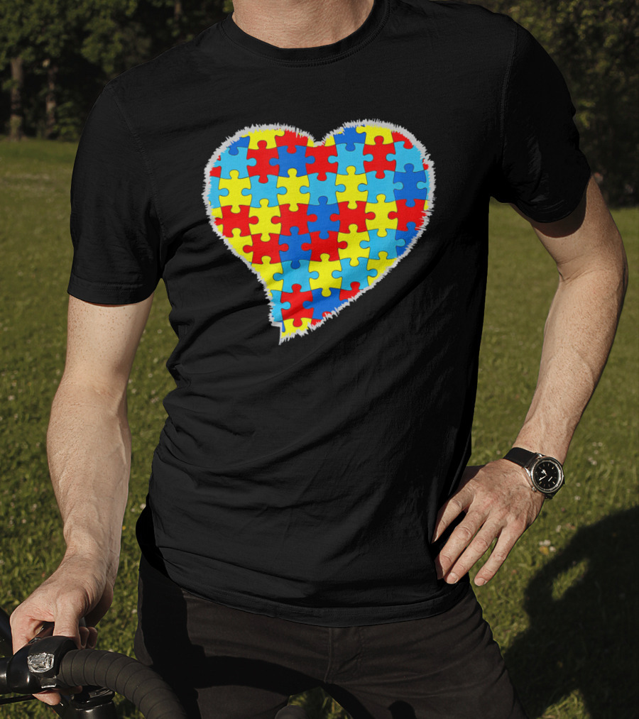 Autism Puzzle Pieces Heart Awareness T-Shirt