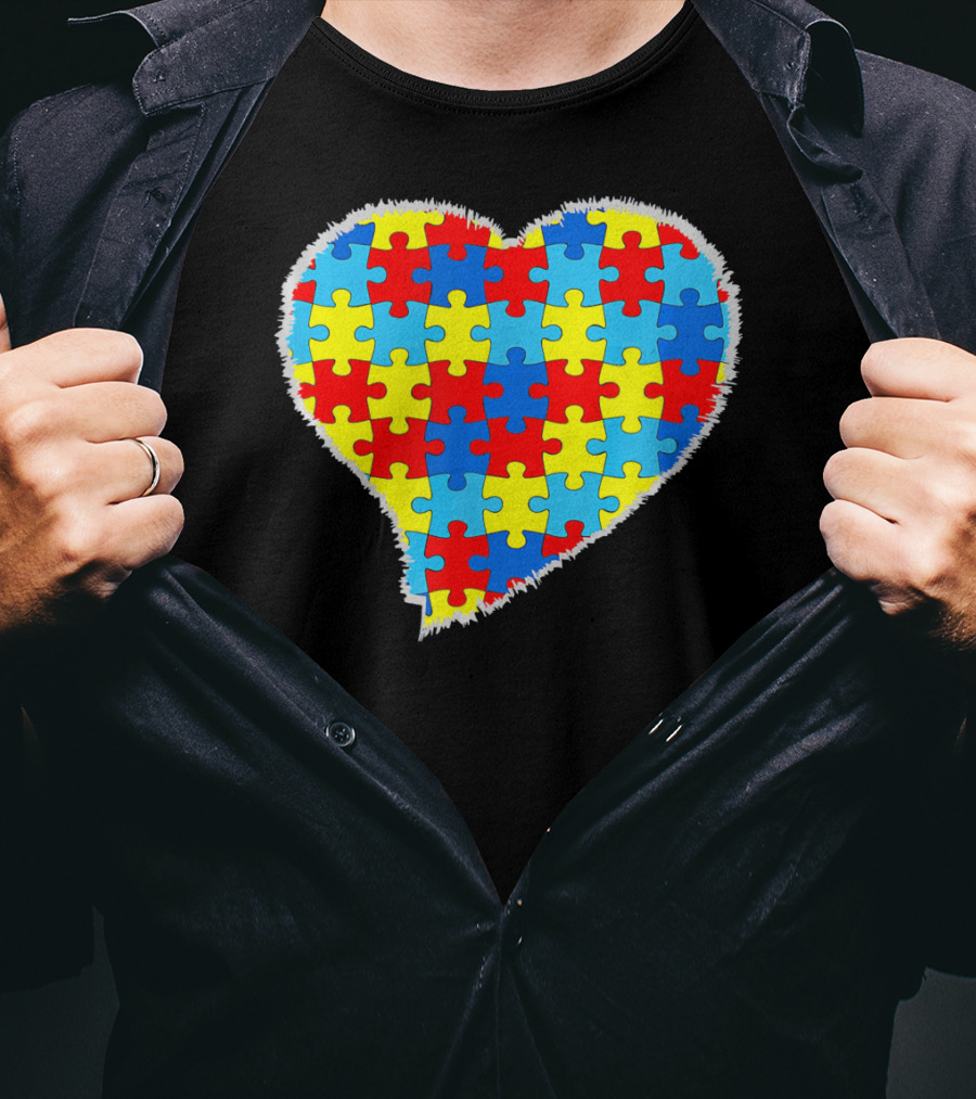 Autism Puzzle Pieces Heart Awareness T-Shirt