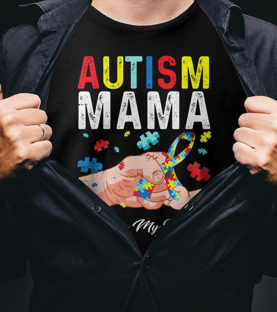 Autism Mama I Love My Warrior Puzzle T-Shirt