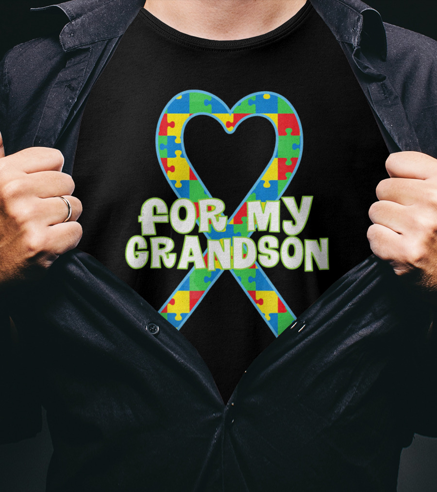 Autism Awareness Heart Puzzle For My Grandson T-Shirt